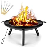 Outdoor Feuerstelle Garten Terrassenstrahler Holzkohle Holzofen Stahl Feuerschale für BBQ Camping Picknick Ø 60