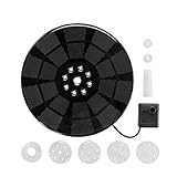 Solar Springbrunnen mit LED 6 Effekte Akku Solar Teichpumpe Solarpumpe Wasserspiel Springbrunnen Fontäne Pumpe für Teich Fischteich Vogelbad Garten Aquarium Fisch-Behälter (Schwarz, L)