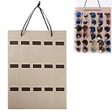 INHEMING Wandmontierte Sonnenbrille Organizer, 15 Slots Filz Tuch Hängen Brillen Display für Schrank Lagerung -Beig