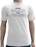 Touchlines Herren Bauch war teuer Slimfit T-Shirt, Weiß, L