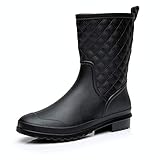 Gummistiefel Damen Halbhoch Wasserdicht Gummistiefeletten Regenstiefel Kurzschaft Boots Outdoor Gartenschuhe Anti-Rutsch Schwarz Blau Größe 36-42,BK39