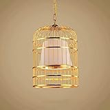 YXZQ Wandleuchte, Vintage Industrielle LED Metallkäfiglampe Pendelleuchte E27 Eisen Gold Shabby Chic Vogelkäfig Stoffschirm Wohnzimmer Hängende Deckenleuchte R