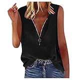YunYoud Damen Tops Damen T-Shirt Damen Tank Tops Ärmellos V-Ausschnitt Sommer Oberteile Shirts Freizeit Basic Tunika Schmetterling Pfau Print Reißverschluss Top