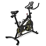 WZFANJIJ Heimtrainer Fahrrad, Indoor Hometrainer mit Stahlschwungrad, Magnetbremse, Pulsmesser, LCD-Anzeige und Flaschehalter,Yellow