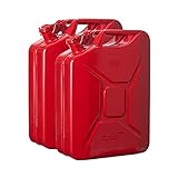 Oxid7 2X Benzinkanister Kraftstoffkanister Metall 20 Liter Rot mit UN-Zulassung - TÜV Rheinland Zertifiziert - Bauart geprüft - für Benzin und D