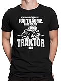 vanVerden Herren T-Shirt - Ich schnarche Nicht ich träume das ich EIN Traktor Bin, Farbe:Schwarz, Größe:XL