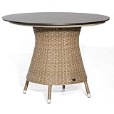 Sonnenpartner Gartentisch Base rund Ø 100 cm Polyrattan Rustic-Stream Tischsystem Tischplatte Compact HPL Vintageoptik 80050557