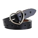 YHKF Gürtel Liebe Hohlen Split Ledergürtel Für Frau Metall Herz Schnalle Korsett Hochzeitsfeier Kleid Dekor Bund Bund Damen Streetwear Gürtel-Schwarz_120C