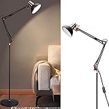 Depuley LED Stehlampe Retro Metall, Schwenkbare Stehleuchte Arbeitszimmer, 1 Flammig, Höhenverstellbar, E27 Fassung Max. 60W, Leselampe mit Druckschalter für Schlafzimmer Büro Studio W