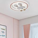sgvag 46W LED Deckenleuchte,Dimmbar Fernbedienung,Weiß Hase Form Design Ring Rosa Kinderzimmerlampe, für Modern Mädchen Schlafzimmer Prinzessin Zimmer Babyzimmer Licht Lampe Ø52