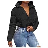 TWIOIOVE Daunenjacke Damen Winter Kurz Steppjacke Große Größen Übergangsjacke Funktionsjacke Reißverschluss Hip-Hop Outdoorjacken Winddicht Kälteschutz Kurzmantel Softshelljack