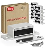 LouMaxx Magnetschnäpper stark - Haltekraft 4kg - 10er Set in weiß – Türmagnet - Magnetverschluss - Tür Magnet - Magnetverschluss Schrank - Magnet Türschließer - Magnet Schranktü