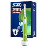 Oral-B Junior Elektrische Zahnbürste/Electric Toothbrush für Kinder ab 6 Jahren, weiche Borsten & Timer, Designed by Braun, grü