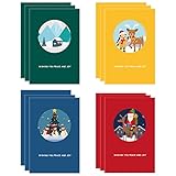 Weihnachten Karte Postkarte, Handgefertigt Weihnachtskarten, Umweltfreundlich Weihnachten Karte mit Umschlägen, 12er Set Weihnachtsgrußkarten für Winterferien, Weihnachtsgeschenk