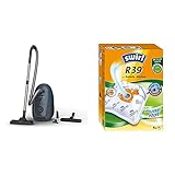 Rowenta RO3125 Power XXL Silence Bodenstaubsauger, 4,5L Staubbeutelkapazität, 8,8m Aktionsradius | blau/grau & Swirl R 39 MicroPor Plus Staubsaugerbeutel für Rowenta und Moulinex Staubsauger, 4 Stück