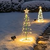 Solar-Weihnachtsbaum,versenkbare,stehende,spiralförmige Weihnachtsbaumdekor-Beleuchtung,Baum mit Stern für mehrfach wasserdichte Weihnachtsbeleuchtung für Hof-,Terrassen- und Wegdekorationen (B)