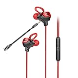 Auleset G3000 Kopfhörer mit Kabel, dynamisch, 3,5 mm, In-Ear, Gaming-Kopfhörer mit Mikrofon, kompatibel mit iPhone und Android, PC-Gaming, MP3, Schwarz / R