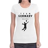 Damen Volleyball Team Germany Olympische Spiele Frauen T-Shirt Large Weiß
