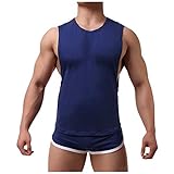 IQYU Trainingsanzug Herren Einfarbig Slim Fit äRmelloser Muskelshirt Boxershorts Mit Innenhose Atmungsaktiv Hausanzug Stretch Material Sportanzug Bequeme Fitnessanzug
