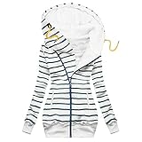 Damen Kapuzenjacke mit Fashion Check Print und 2 Taschen Warmer Mantel mit Stehkragen-Reißverschluss Herbst und W