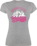 Hobby Outfit - Mir reicht's ich GEH wandern - mit Bergen - weiß/Fuchsia - M - Grau meliert - wandern Geschenk Frauen - L191 - Tailliertes Tshirt für Damen und Frauen T-S
