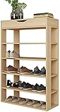 CCER Schuhregale Flur Schuhschrank Schmal Holz mit 5 Ebenen 75 x 30 x 94 cm Schuhaufbewahrung Flur Organizer für Eingangsbereich, Diele, Treppenhaus, Wohnzimmer E