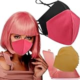 Cussi - Wiederverwendbare Hygienische Stoffmaske, zertifiziert UNE 0065:20 und BFE 99 %, waschbar bis zu 20 Zyklen – Packung mit 2 Masken, Etui, extra Filter (dunkelrosa, schwarz)