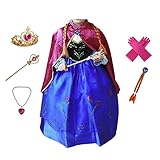 Anbelarui Prinzessin Kleid Mädchen Langes Festliches Karneval Kinder Glanz Kleider Weihnachten Verkleidung Karneval Partei Kostüm Outfit Halloween Fest , 110 , #09 Kleid&zubehö