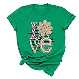 STPT Damen Netter St Patrick Puppendruck Mode Rundhals-Kurzarm-Freizeitoberteile Lässiger Pullover Fitness Sport Tops Oberteile Teenager M