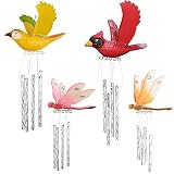 Windspiele für Draußen, 3D Vogel Libelle Windspiel Windspiele für den Außenbereich, Kleine Klangspiel Ornament für Draußen Weihnachten Geschenke den Garten Heimdekoration(4 Stück)