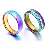 Aotiwe Partnerringe Paar Ring Set Glänzender Einreihiger Zirkon, Weiß Zirkon Runden Rostfreier Stahl Damen 49 (15.6) & Herren 52 (16.6)