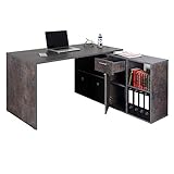 RICOO Computertisch Gaming Schreibtisch - (WM081-BG) Beton-Grau Gamer Galaxy-Optik Winkelkombination Arbeitstisch Bürotisch Eckschreibtisch Schrank Lowb