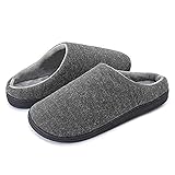 LeKuni Damen Herren Hausschuhe Memory Foam Pantoffeln Plüsch Wasserdicht, Gr.- 40-41 EU, Mode Dunkelg