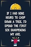 If I had nine hours to chop down a tree, I’d spend the first six sharpening my axe: Blank Lined Notebook Gift For Workers - Labor Day labor day ... Day Gift For Workers- Labor Birthday