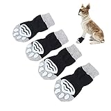 Elionless Haustier Socken,4 Stück Baumwolle Anti Rutsch Katze Hunde Socken Haustier Pfotenschutz mit Gummiverstärkung für den Innenbereich (L)