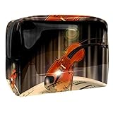 Kosmetiktasche Musik Violine Kulturbeutel Reise Make Up Tasche wasserdichte Organizer Multifunktions für Make-up Pinsel Lidschatten Lippenstifte 18.5x7.5x13