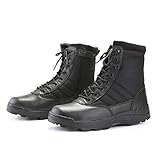 QINHE Herren Stiefeletten Große Größe Militärstiefel Outdoor Wandern High-Top Desert Boots Polizei Patrouille Sicherheit Armee Trainingsschuhe Leicht rutschfest,Black-44