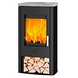 Fireplace K5732 Tuvalu Kaminofen Stahl Schwarz | Topplatte Speckstein/A+