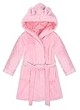 Vancavoo Bademantel Kinder Jungen Mädchen Bathrobe Frottee Baumwolle Warmer Morgenmantel Hoodie Roben Weichen Pyjamas Nachtwäsche mit Taschen Gürtel Kapuze,Rosa M