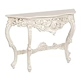 Biscottini Eingangsschrank Barock, 125 x 38 x 87 cm, handgefertigt, Konsole aus Holz mit antikweißem F