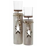 SIDCO Windlicht 2 x Kerzenhalter Stern Teelichthalter Kerzenhalter Advent Tisch Dek