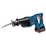 Bosch Professional GSA 18 V-LI Akku-Säbelsäge, 2x4,0 Ah Akku, 2 Sägeblätter, 18 V, L-Boxx