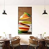 Bild Bilder Auf Leinwand 3 TLG Poster, Leinwandbild, Obst Wandkunst Wandbilder 3 teilig Bilder wandbild Leinwandbild Poster Wohnzimmer Schlafzimmer Wand Dekoration XXL Tap