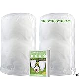 Einemgeld 2pcs Winterschutz Kübelpflanzensack, Garten Pflanzenschutzhülle mit Zugband und Reißverschluss, Stark Frostschutzvlies, Atmungsaktiv, Reißfest, Wiederverwendbar (100 x 100 x 180 cm)