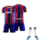 GobLeSomAnquo Fußball Trikot Kinder Herren Set Personalisiert mit Namen Nummer Fussball Trikot T-Shirt Shorts Socken 3 Teiliges Set, 20-21 Saison Heim & Ausw