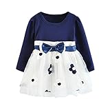 LUCKME Kleider für Mädchen Kinder Baby Mädchen Langarm Blumen Blumen Prinzessin Kleid T-Shirt Kleidung Set Kinder Kleider Mädchen Blume T-Shirt (110, Blau)
