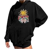 Langarm-Sweatshirt Damen-Stern-Mond-Druck Spaß Langarm Casual Pullover Sweatshirt 2509 Superman Print, Cotton, Official Merchandise, Sizes s 4XL Silber Diverse ws2 ck Hellrosa, x-Large Underw