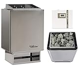Sauna-Set Saunaofen EOS 34.A mit Saunasteuerung und Saunasteine time4wellness (7,5 kW, Saunasteuerung D1)