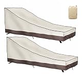 F&J Outdoors Gartenliege Abdeckung, Umweltfreundlicher Stoff Wasserdicht UV-beständige Sommer Sonnenliege Schutzhülle, Liege Plane Draußen Schneeschutz im Winter, 2 Stück, 218x76x35.5/76cm, Beig