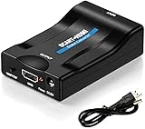 SCART auf HDMI, SCART auf HDMI Adapter Audio Video Umschalter Full HD 720P / 1080P Konverter Scart zu HDMI Out Kabel, für Monitor Projektor HDTV STB VHS Xbox PS3 Sky DVD CRT Play